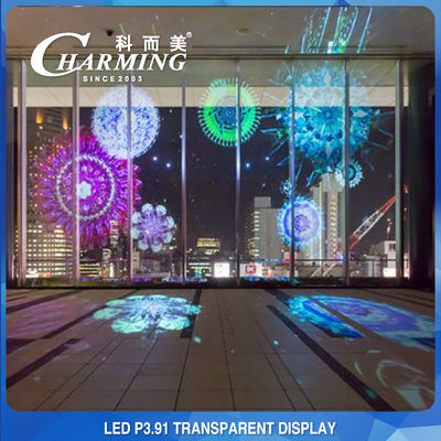 RGB P3.91の透明なガラス表示、500x1000mmのガラス壁LEDスクリーン