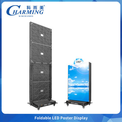 Indoor Foldable LED Poster Display with P1.86 P2 P2.5 Pixel Pitch 7680Hz Refresh Rate and Front Maintenance Aluminum Cabinet