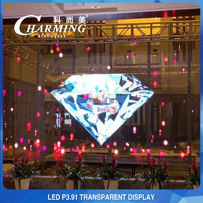 耐衝撃性は LED スクリーン、アルミニウム透明な LED の店先を通して見ます