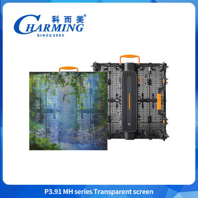 P3.91 透明ガラスLEDスクリーンパネル IP65 LED屋外防水広告テレビ掲示板