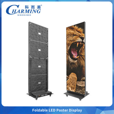 Indoor Foldable LED Poster Display P1.86 P2 P2.5 600cd/m² 7680Hz Front Maintenance Aluminum Cabinet 